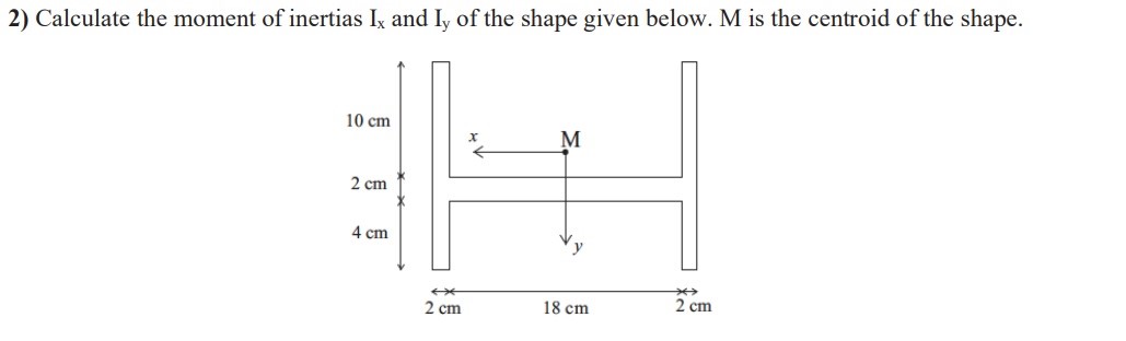 Solved 2) Calculate the moment of inertias Ix and Iy of the | Chegg.com
