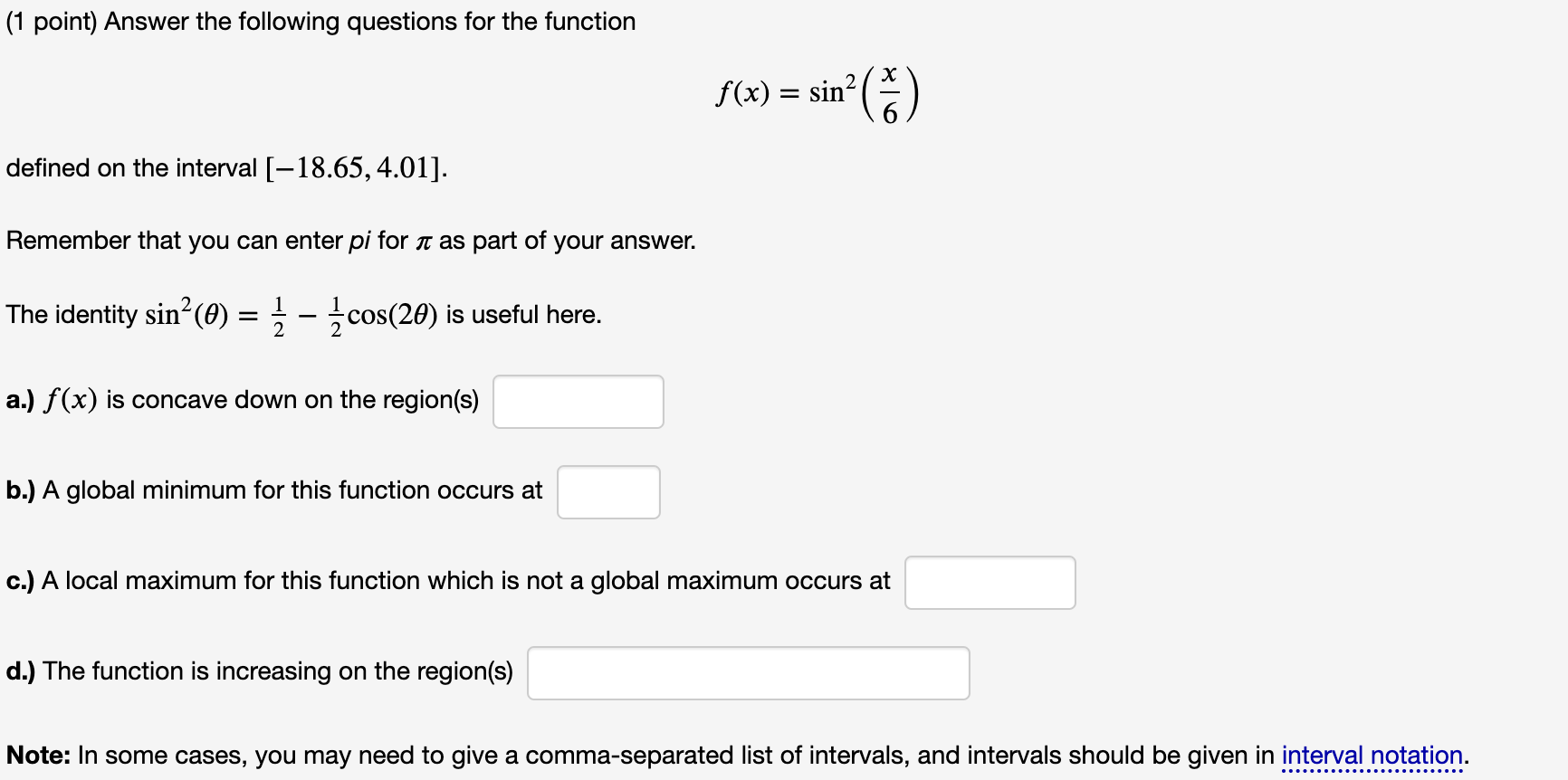 Solved (1 Point) Answer The Following Questions For The | Chegg.com