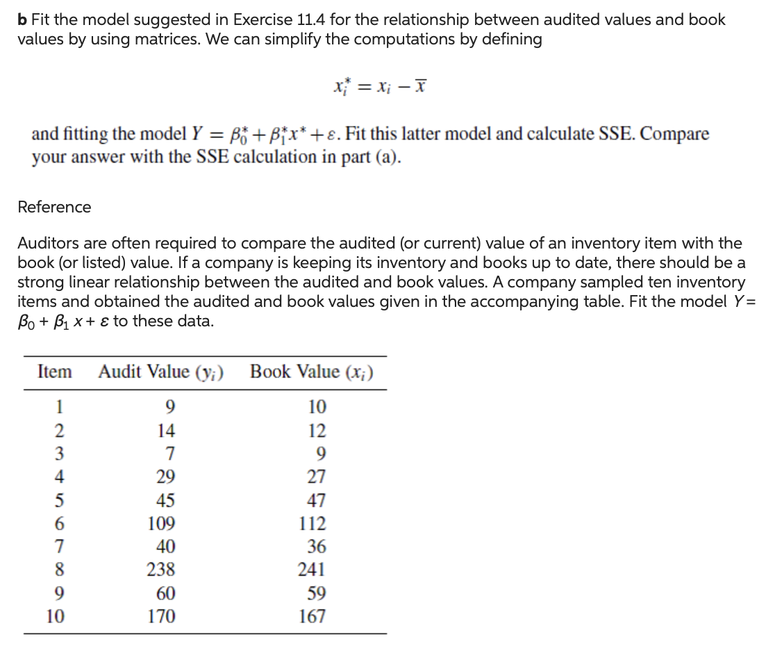 B Fit The Model Suggested In Exercise 11.4 For The | Chegg.com