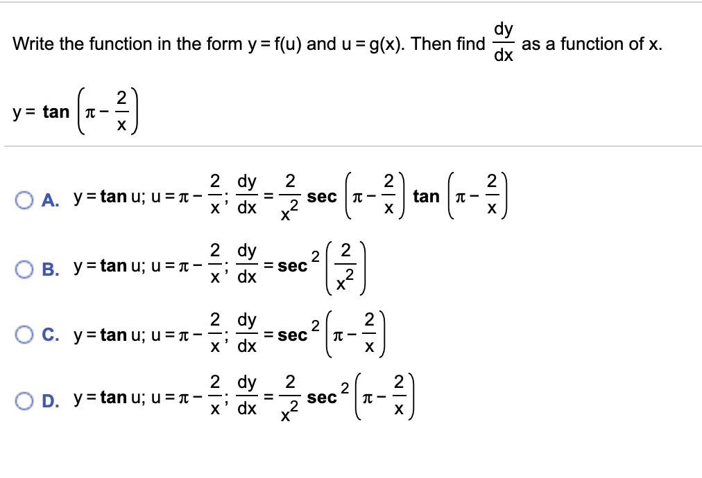 Solved Write The Function In The Form Y F U And U G X Chegg Com