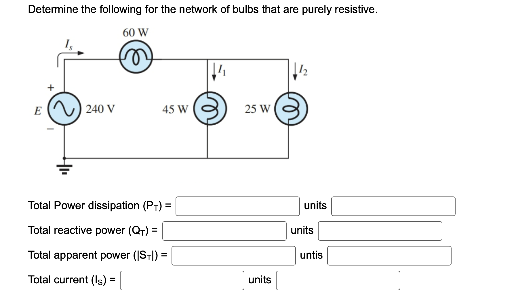 Solved Total Power Dissipation (PT) = ﻿ Units Total Reactive | Chegg.com