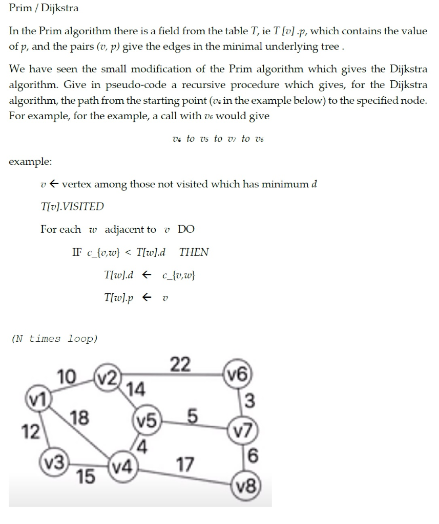 Solved Prim / Dijkstra In the Prim algorithm there is a | Chegg.com