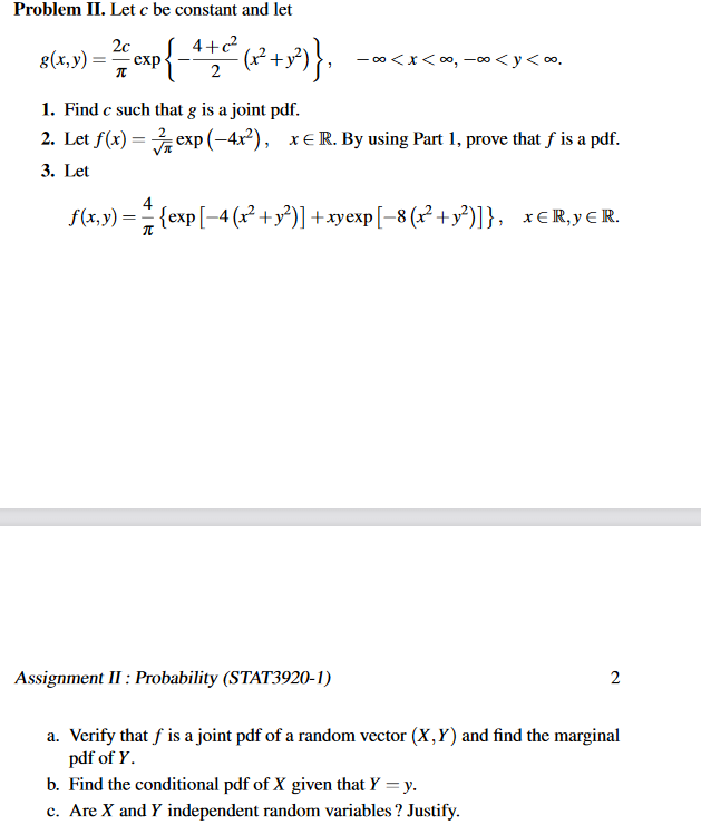 Solved Problem II. Let c be constant and let 2c 4+2 8(x,y) | Chegg.com