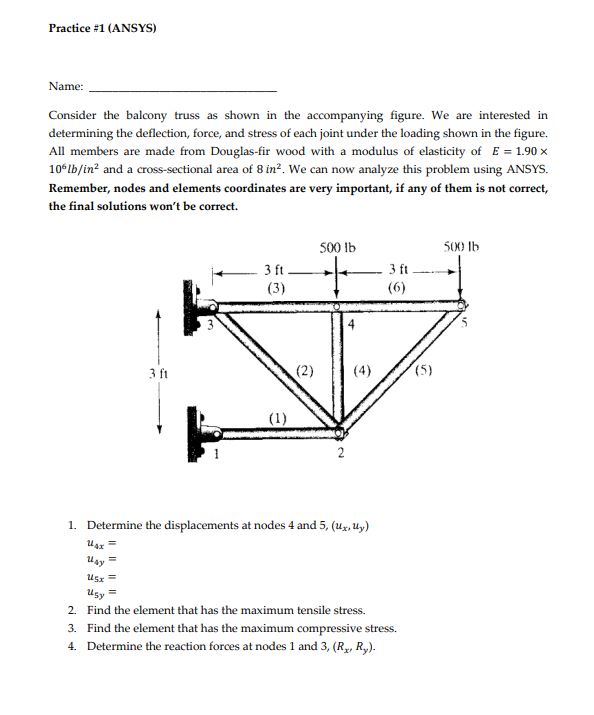 Consider the balcony truss as shown in the | Chegg.com