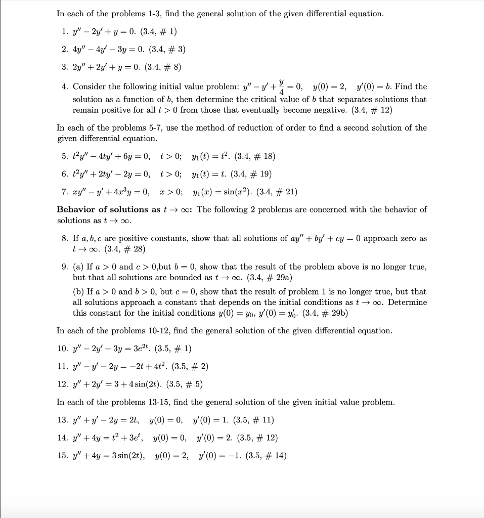 Solved In each of the problems 1-3, find the general | Chegg.com