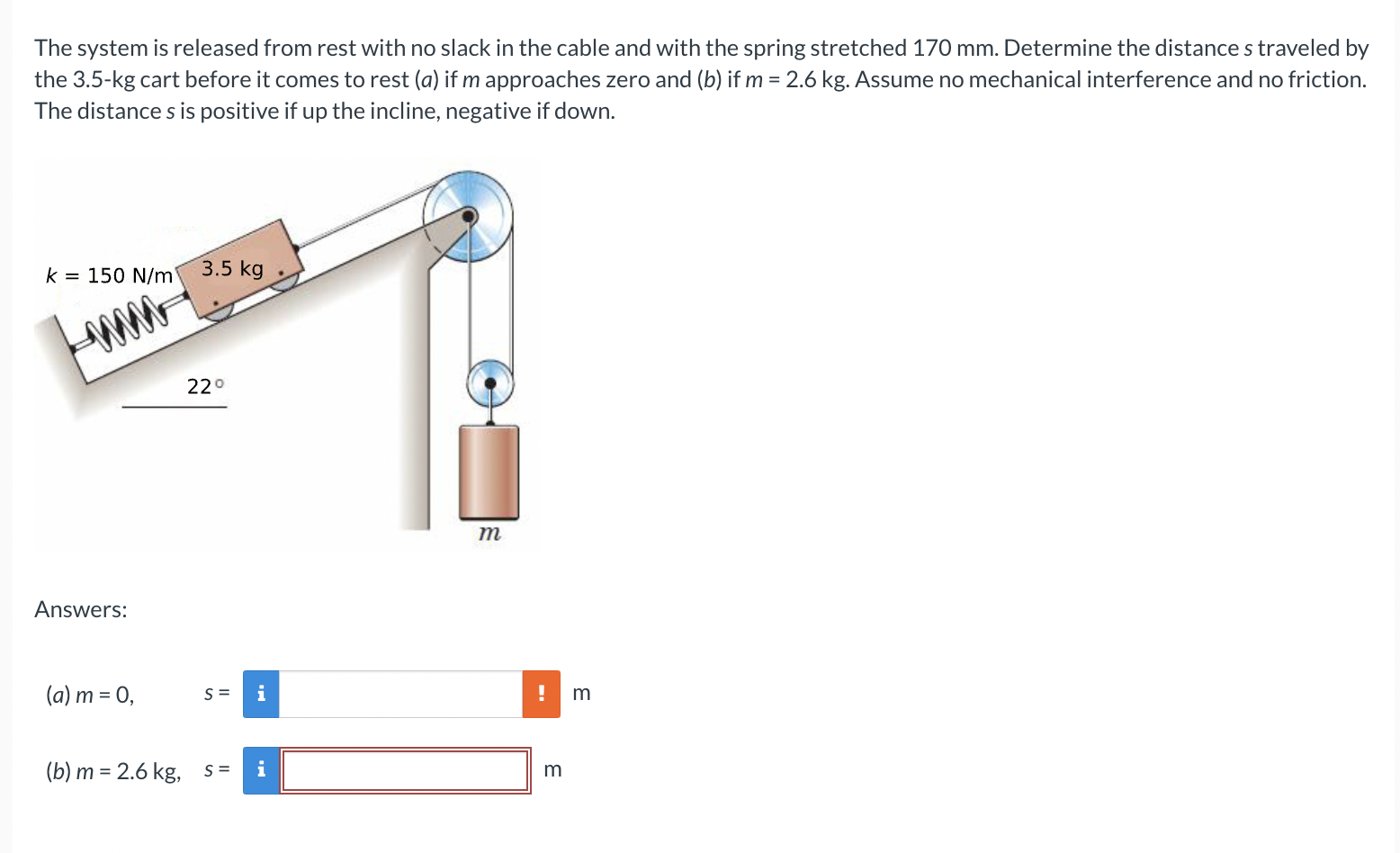 Solved The system is ﻿released from rest with no ﻿slack in | Chegg.com