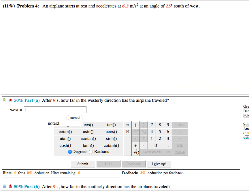 Solved: (11%) Problem 4: An Airplane Starts At Rest And Ac... | Chegg.com