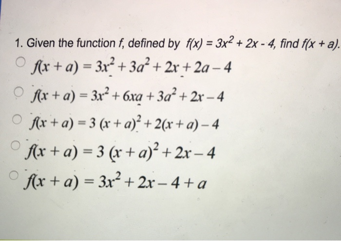 Solved Given The Function F Defined By F X 3x 2 2x