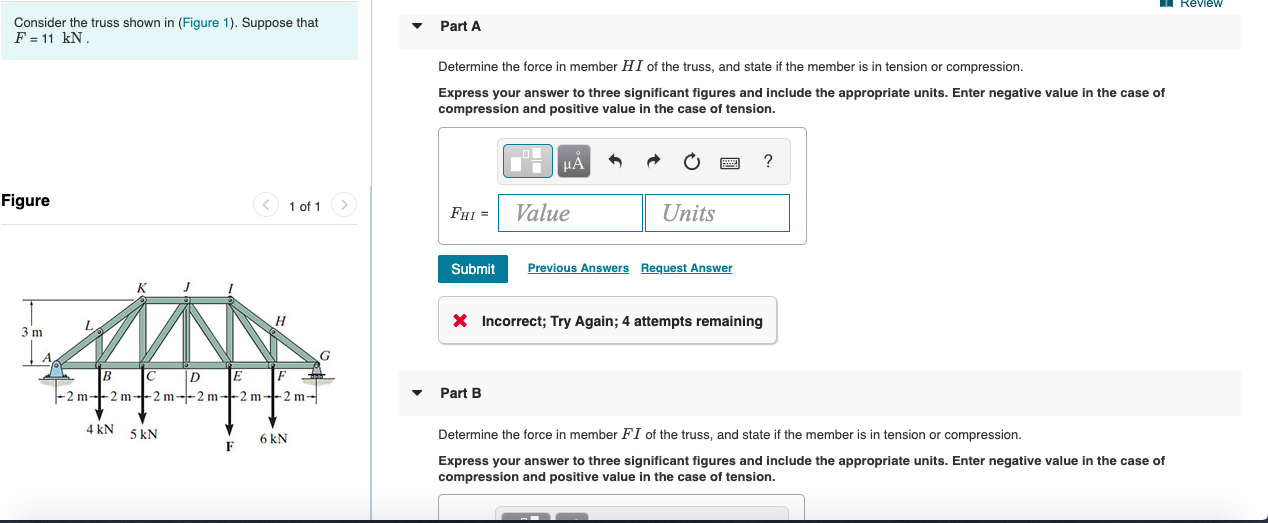 Solved Review Consider the truss shown in (Figure 1). | Chegg.com