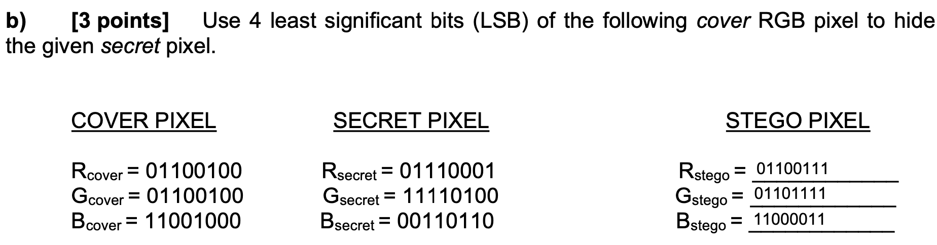 Solved b) [3 points] Use 4 least significant bits (LSB) of | Chegg.com