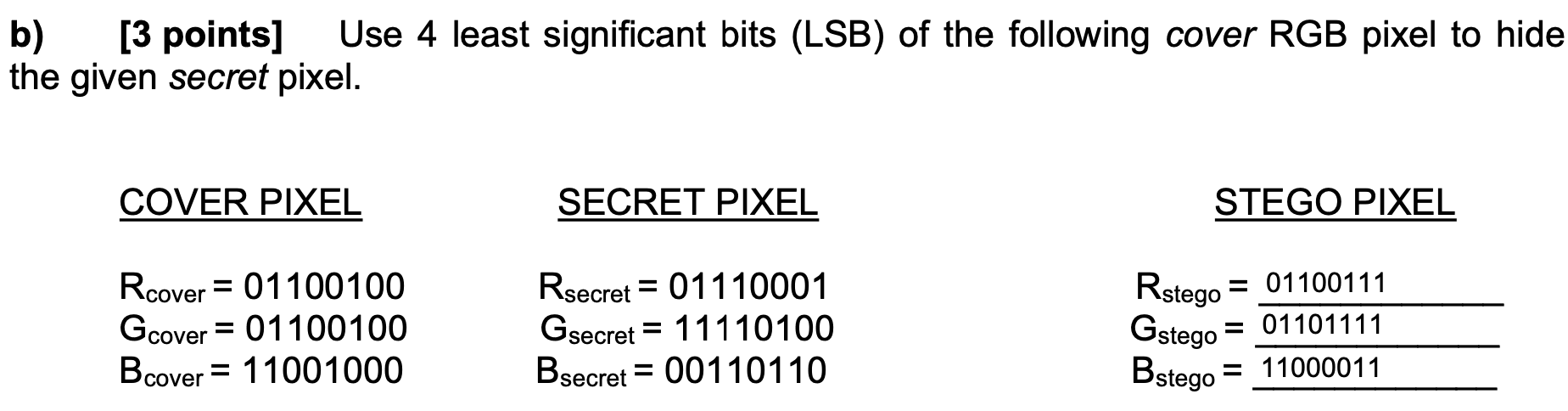 Solved B) [3 Points] Use 4 Least Significant Bits (LSB) Of | Chegg.com