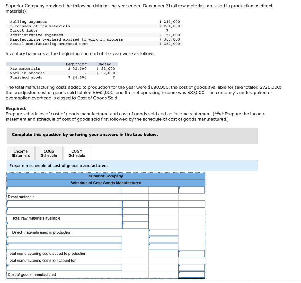 solved-superior-company-provided-the-following-data-for-the-chegg