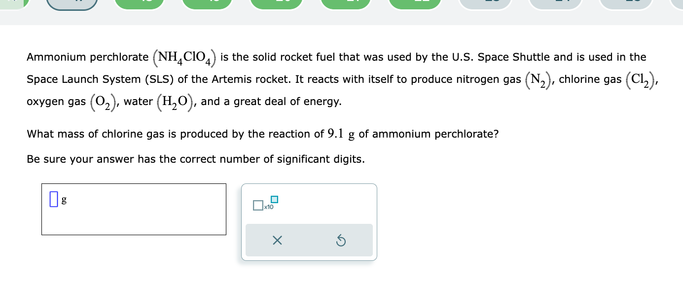 Solved Ammonium perchlorate (NH4ClO4) is the solid rocket