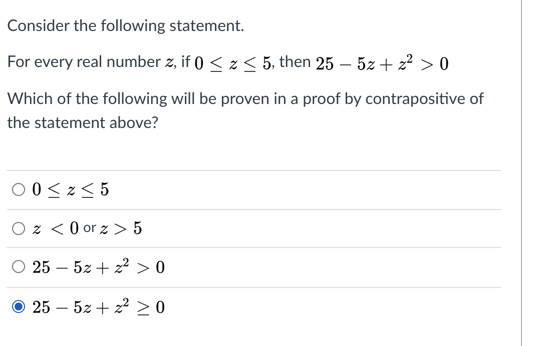 Solved Consider the following statement. For every real | Chegg.com