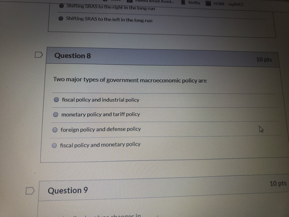Solved Panera Bread Assist... Shifting SRAS to the right in