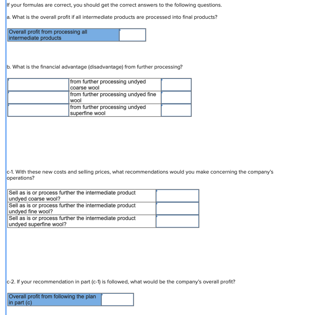 Solved If your formulas are correct, you should get the | Chegg.com