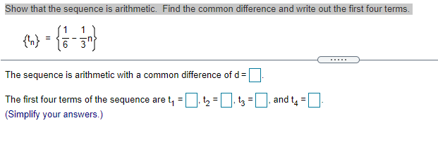 Solved Show that the sequence is arithmetic. Find the common | Chegg.com