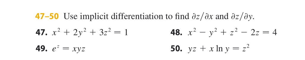 Ox In Math Solved 47-50 Use implicit differentiation to find oz/ox and | Chegg.com