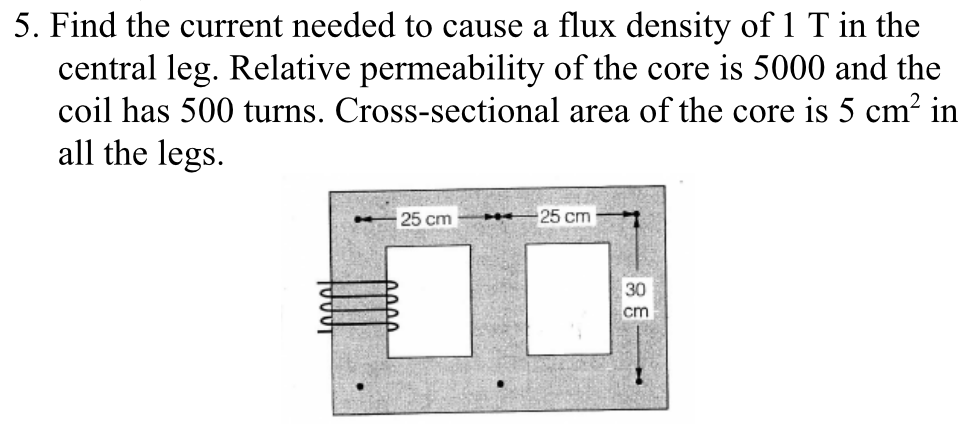 Solved 5. Find the current needed to cause a flux density of | Chegg.com