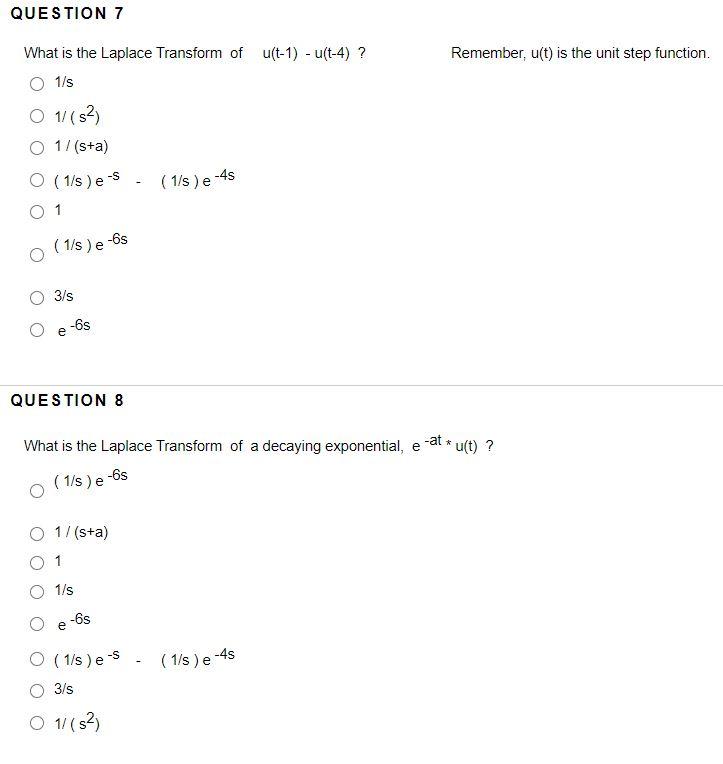 Solved QUESTION 1 Remember, u(t) is the unit step function. | Chegg.com