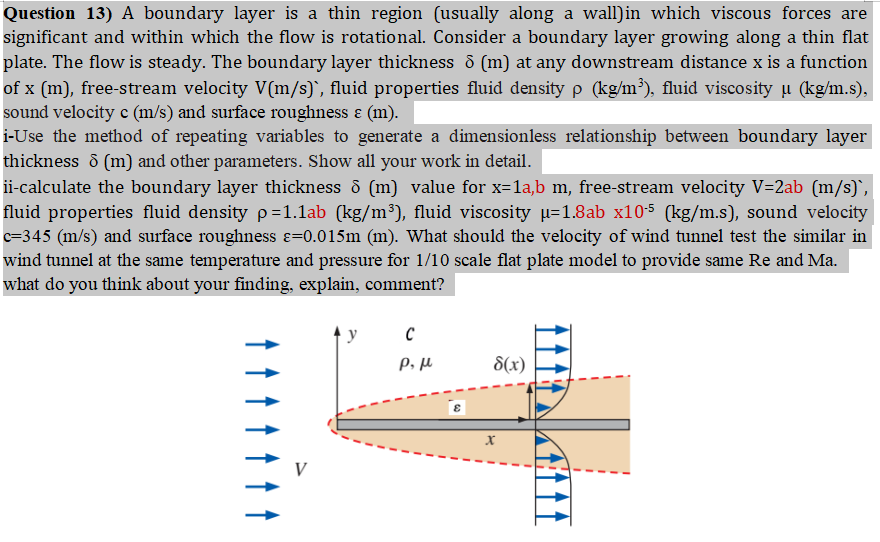Question 13) A boundary layer is a thin region | Chegg.com