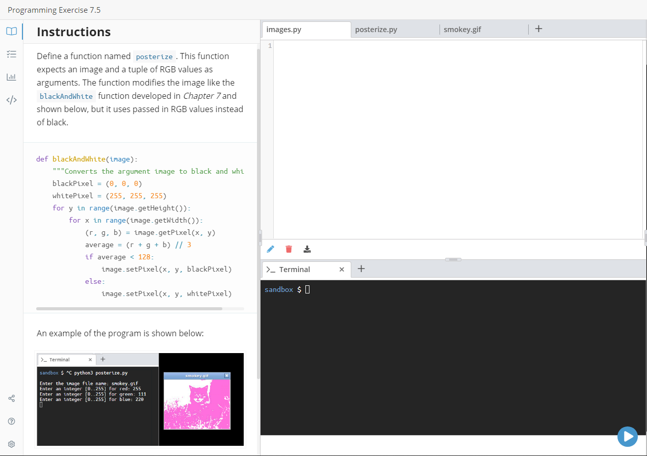 Programming Exercise 7.5 0 Instructions images.py | Chegg.com