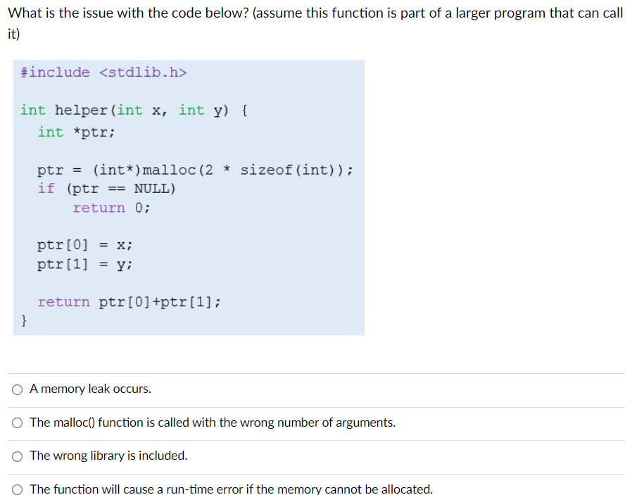 Solved What is the issue with the code below? (assume this | Chegg.com