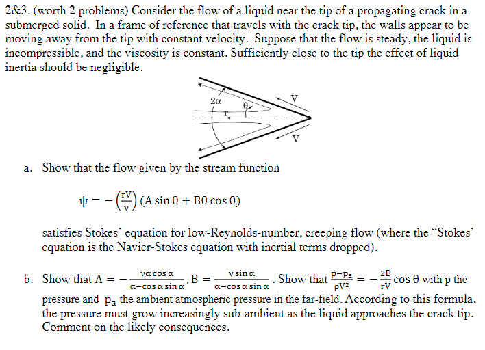 Solved 2\&3. (worth 2 problems) Consider the flow of a | Chegg.com