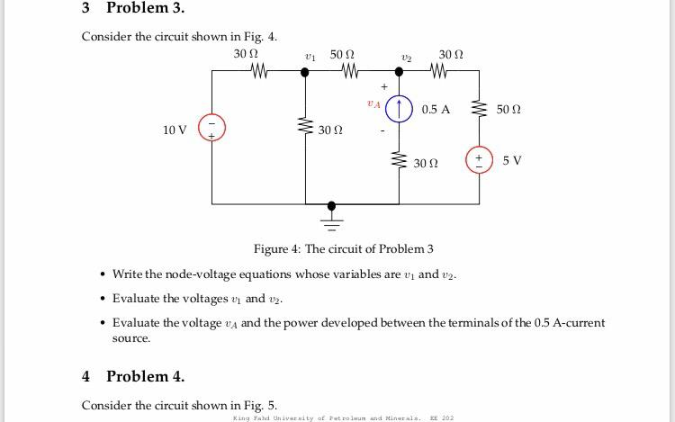 Solved 3 Problem 3 Consider the circuit shown in Fig. 4 30 Ω | Chegg.com