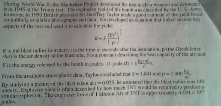 Solved During World War II, the Manhattan Project developed | Chegg.com