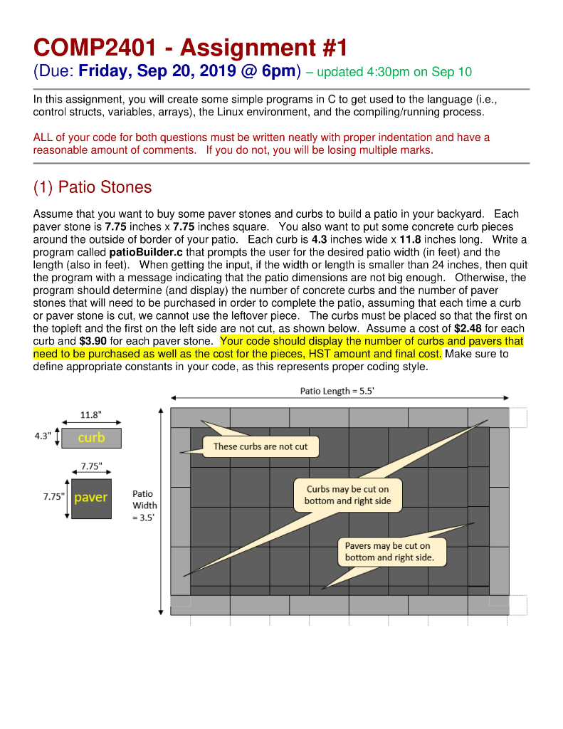 Solved COMP2401 Assignment 1 Due Friday Sep 20 2019