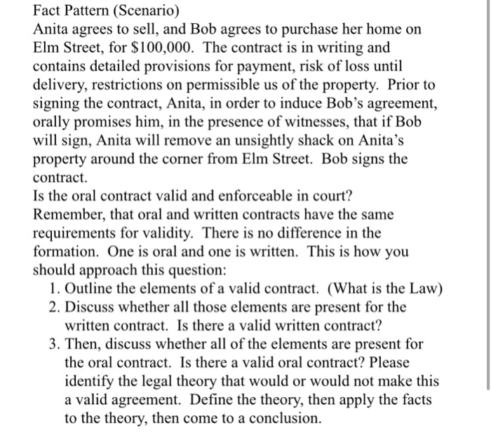Solved Fact Pattern (Scenario) Anita agrees to sell, and Bob | Chegg.com