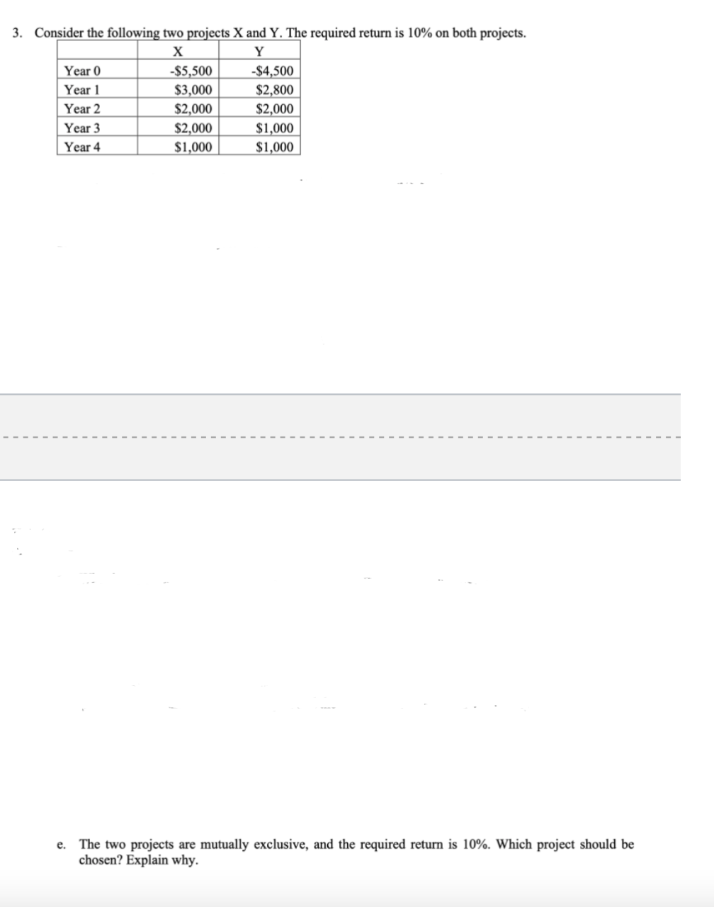 Solved 3. Consider The Following Two Projects X And Y. The | Chegg.com