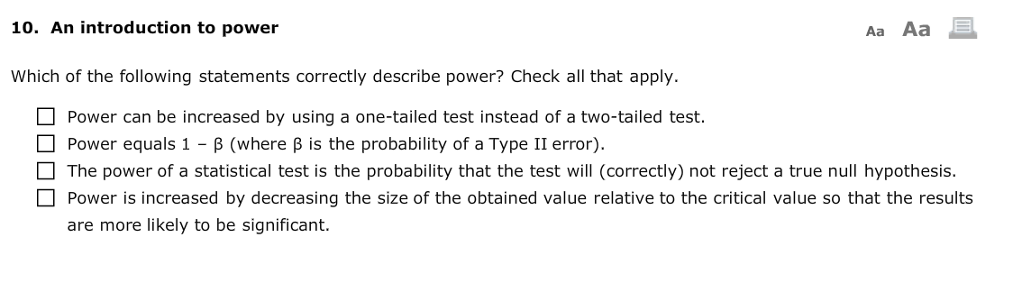 Solved 10. An introduction to power Aa Aa E Which of the | Chegg.com