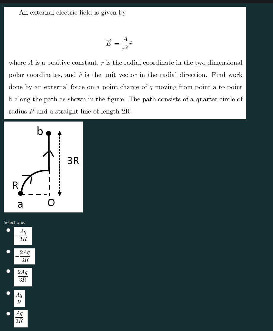 Solved An external electric field is given by A E = where A | Chegg.com