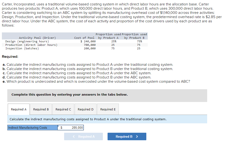 Solved Carter, Incorporated, Uses A Traditional Volume-based | Chegg.com