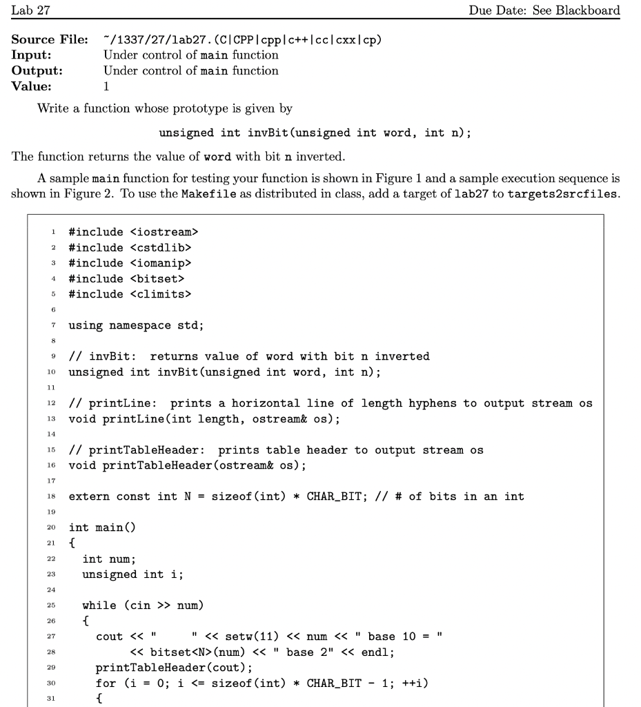 Solved Lab 27 Due Date: See Blackboard Source File: | Chegg.com