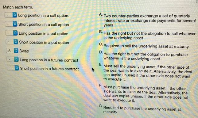 Solved Match each term. A. Long position in a call option. | Chegg.com