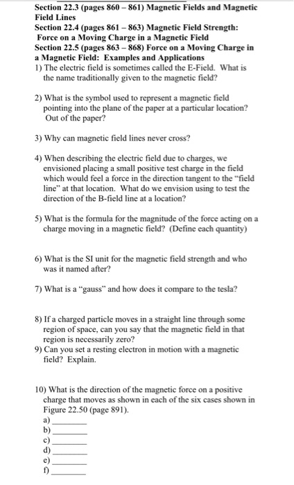 Solved Section 22.3 (pages 860-861) Magnetic Fields and | Chegg.com