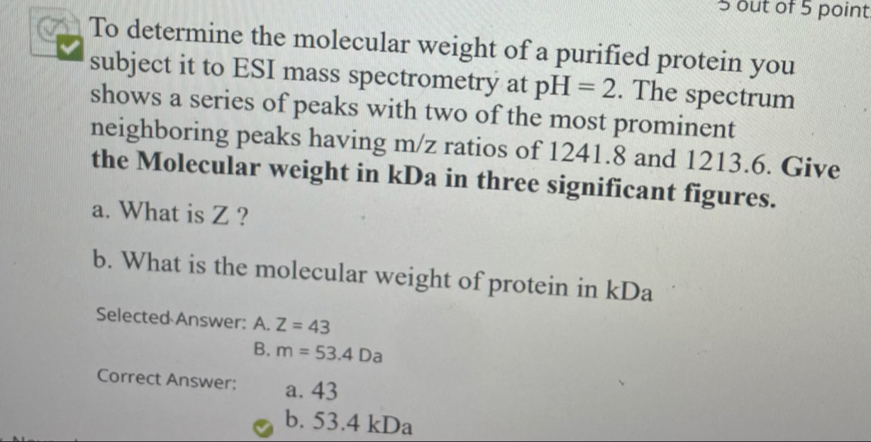 Solved To determine the molecular weight of a purified | Chegg.com