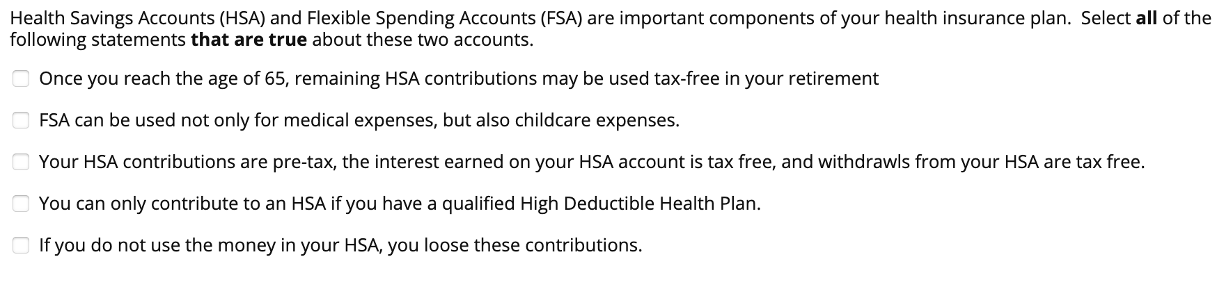 Solved Health Savings Accounts (HSA) and Flexible Spending | Chegg.com