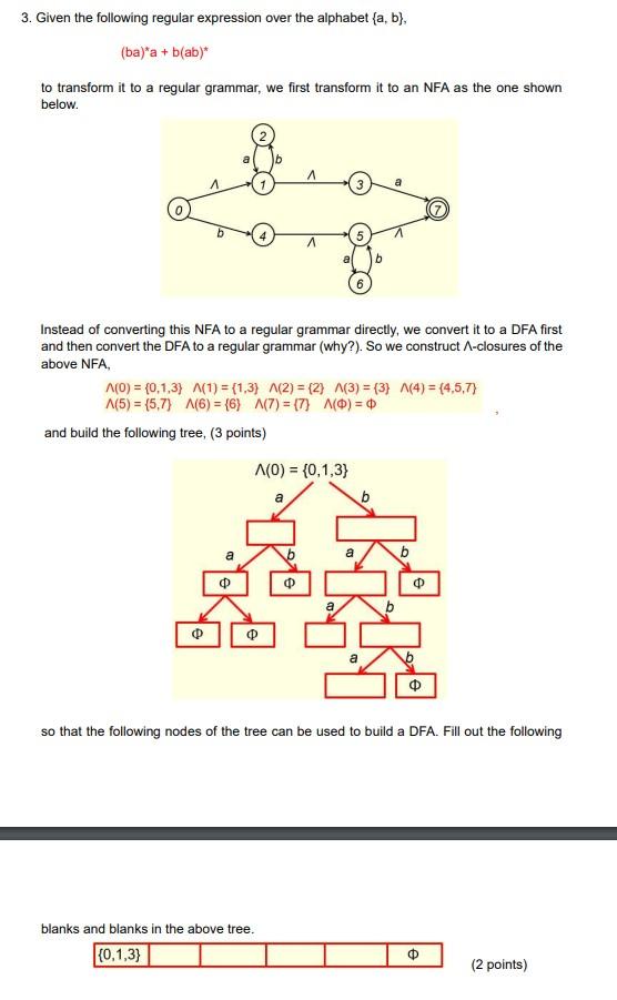 Solved 3. Given The Following Regular Expression Over The | Chegg.com