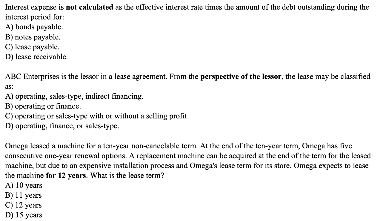 Solved Interest expense is not calculated as the effective | Chegg.com