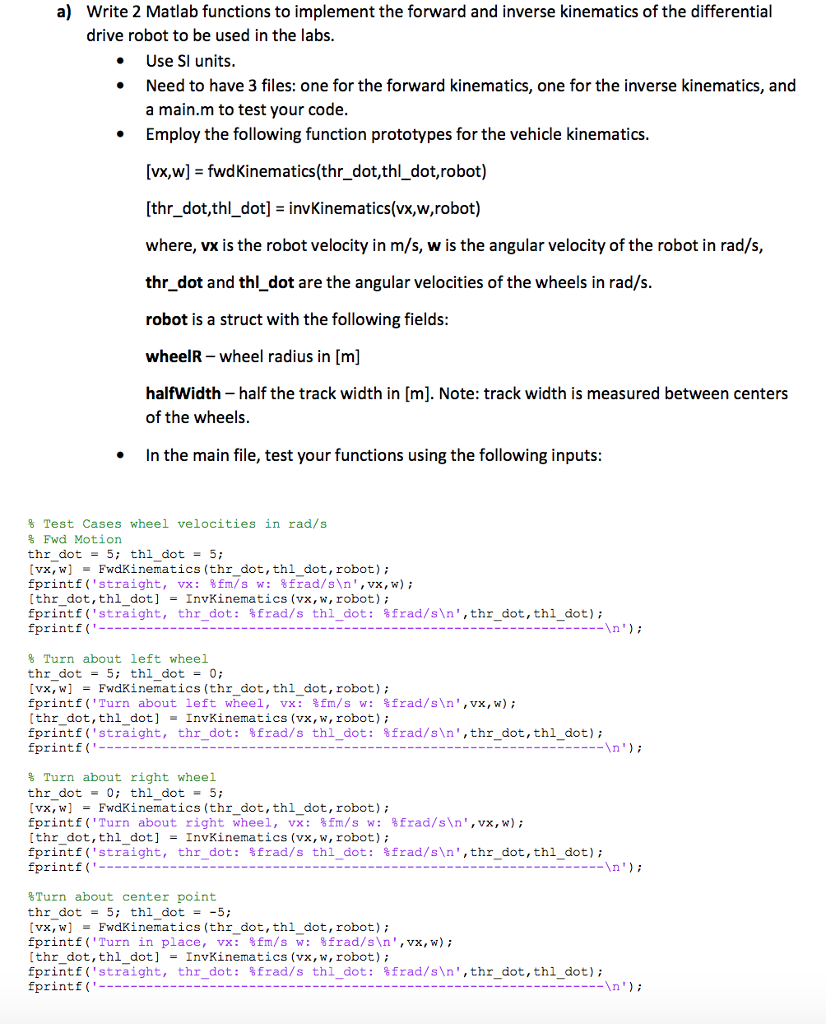 a) Write 2 Matlab functions to implement the forward | Chegg.com