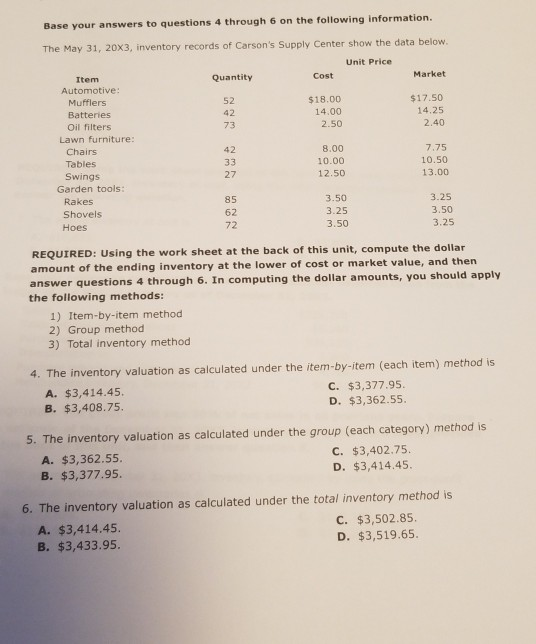 Solved Base your answers to questions 4 through 6 on the | Chegg.com