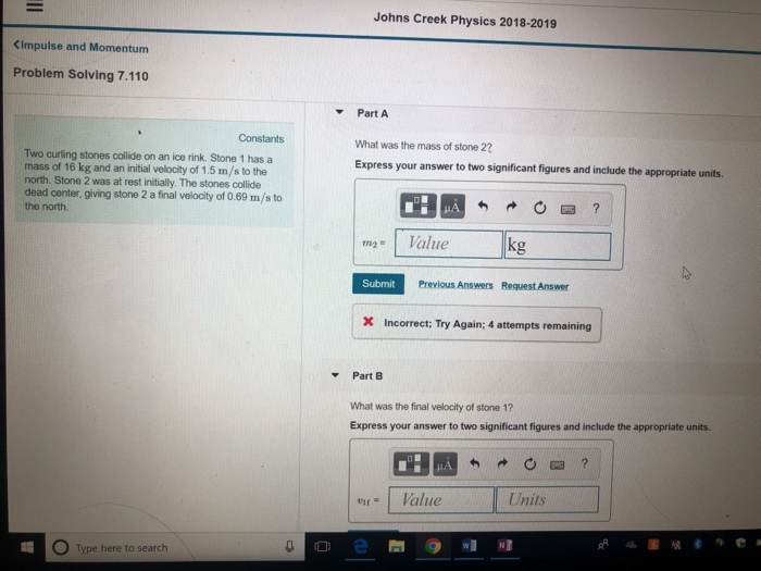 Solved Johns Creek Physics 2018-2019 Impulse and Momentum | Chegg.com