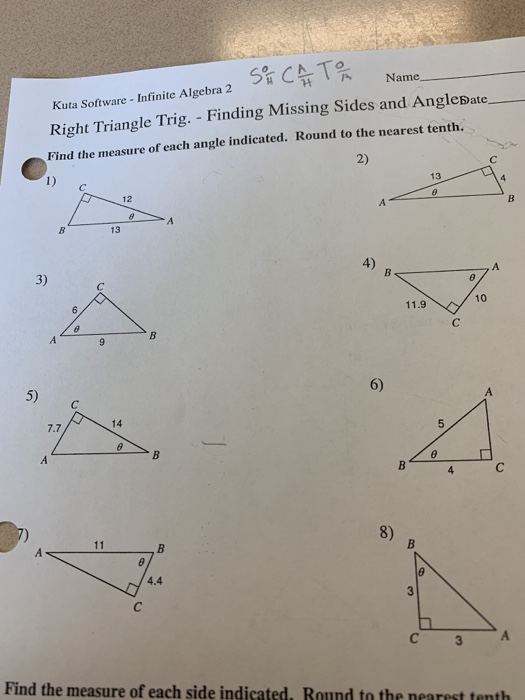 Solved Name Kuta Software Infinite Algebra 2 Right Triangle Chegg