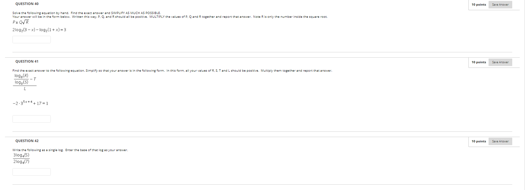 Solved QUESTION 40 10 points Save Answer Solve the following | Chegg.com