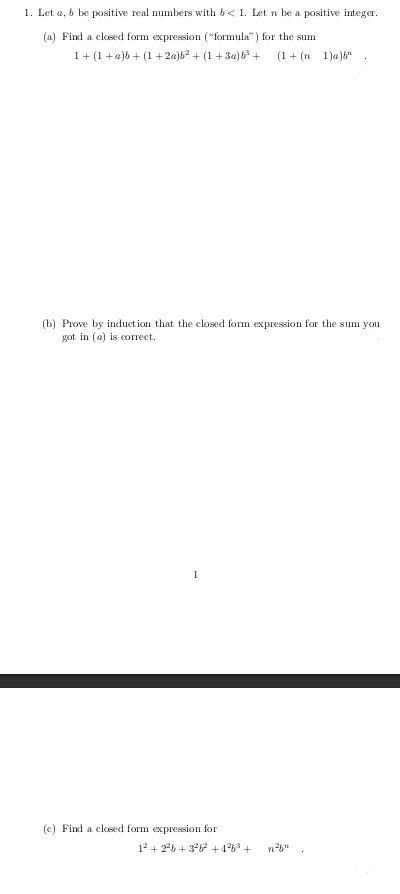 Solved 1. Let A,b Be Positive Real Numbers With B