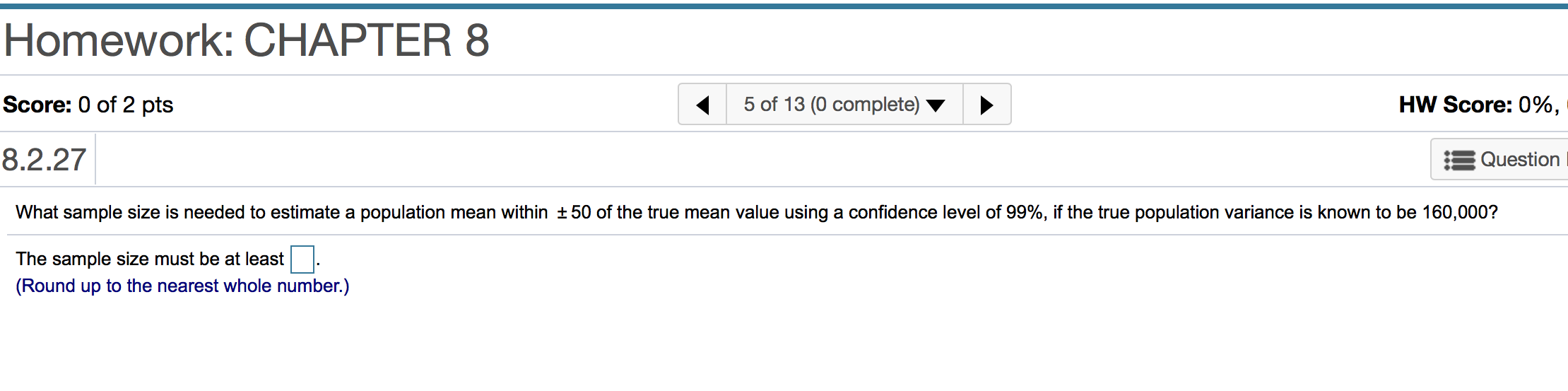 Solved Homework: CHAPTER 8 Score: 0 of 2 pts 5 of 13 (0 | Chegg.com